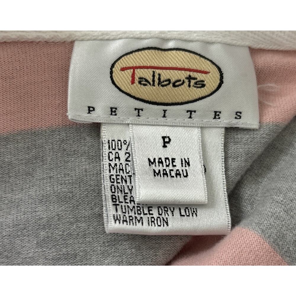 Vintage Talbots Petites Size P/XS Pink Gray Striped Rugby Shirt Preppy Top Y2K - Picture 5 of 6